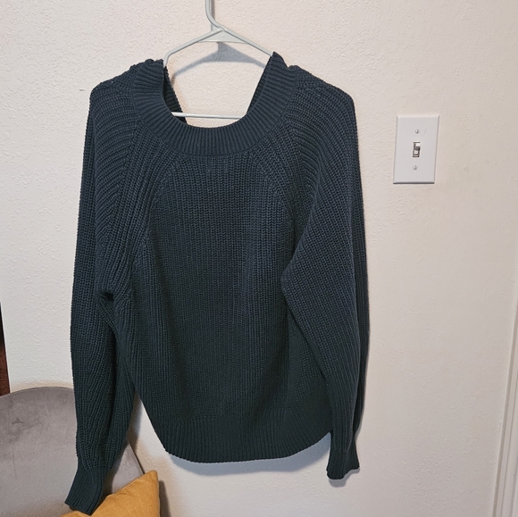 A New Day Oversized Sweater, Off the Shoulder, Teal, Size Large. - Picture 2 of 3